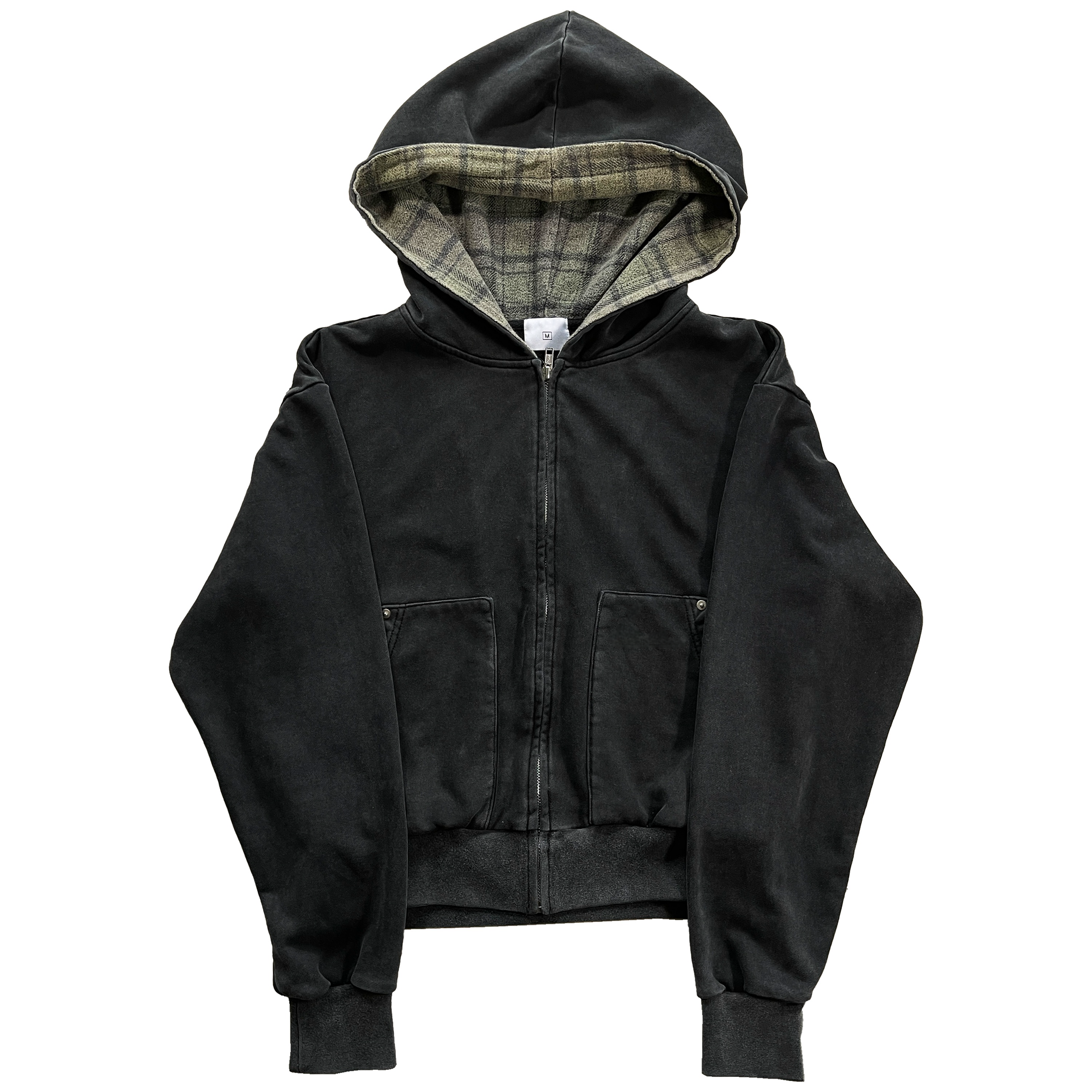 LAZY PLAID ZIP UP HOODIE