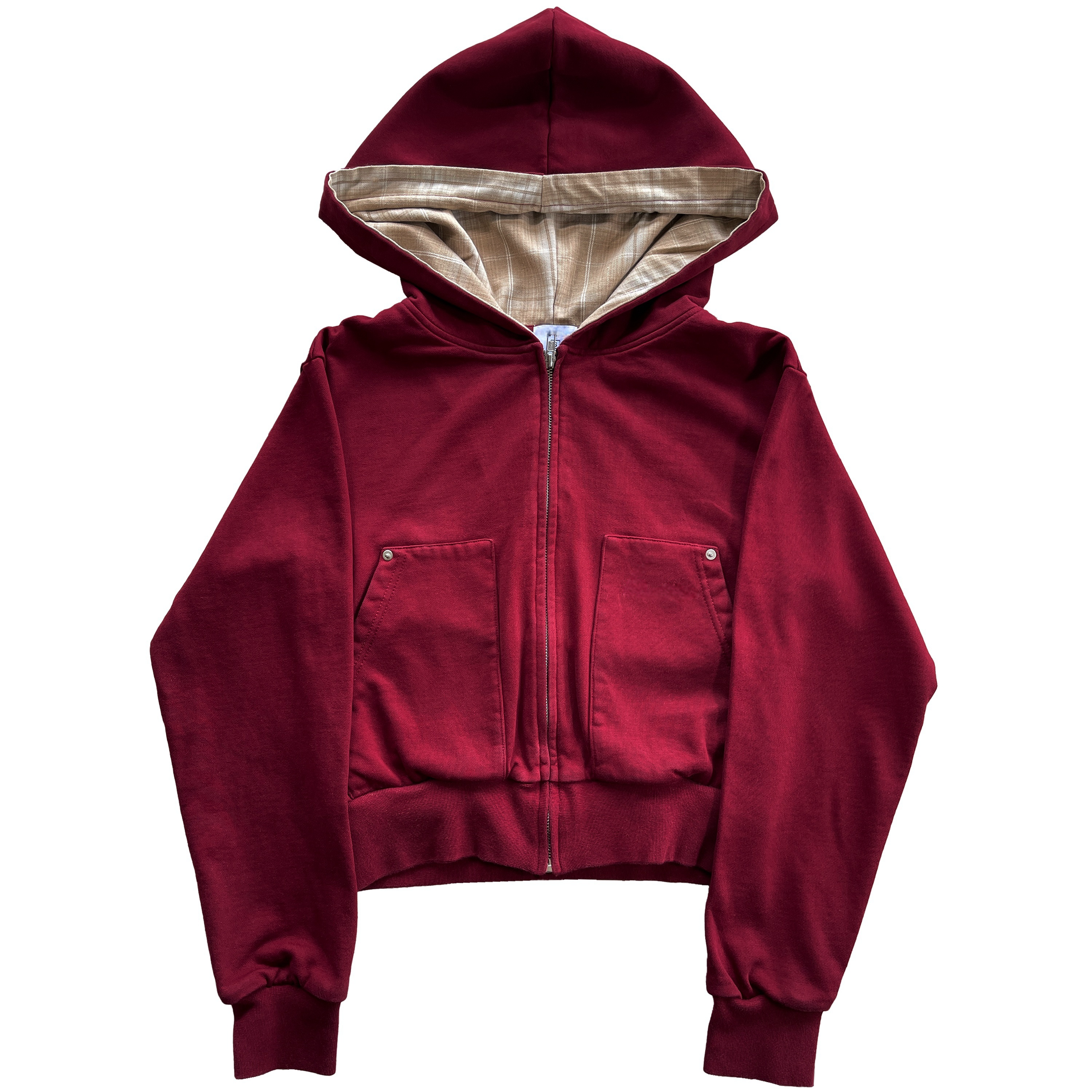 LAZY PLAID ZIP UP HOODIE