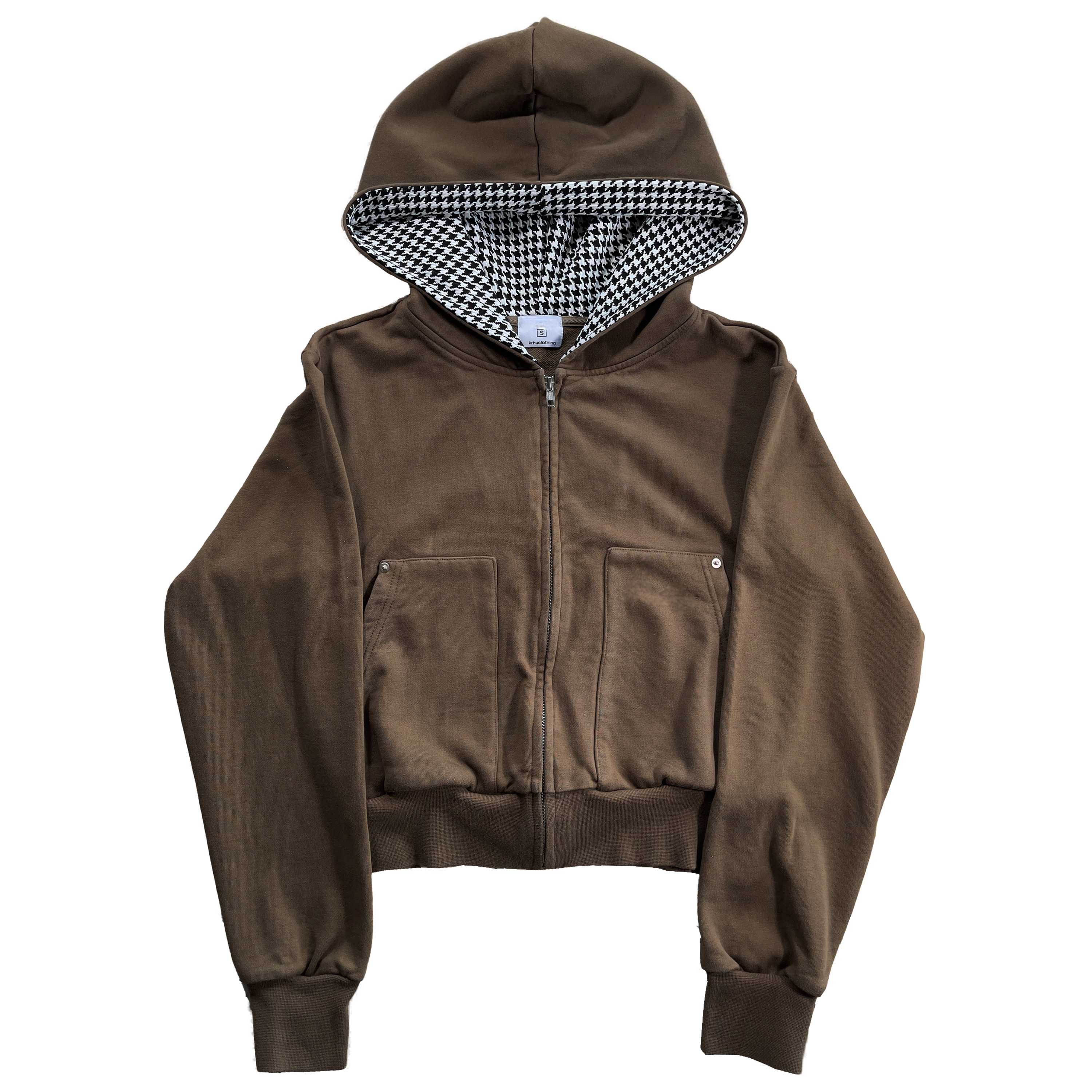 LAZY PLAID ZIP UP HOODIE